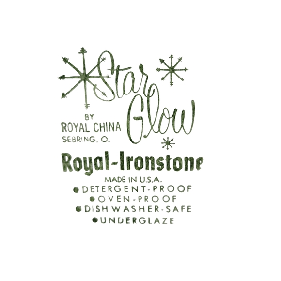 Vintage Royal China STAR GLOW Plate 10" MCM USA Gold Atomic Starburst Ironstone - Picture 9 of 10